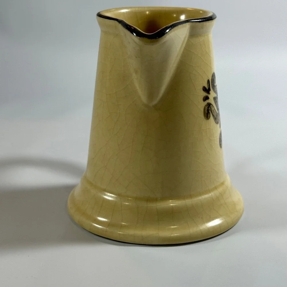 VTG Pfaltzgraff Village‎ Small Creamer Pitcher Tan Brown Floral Farmhouse Decor